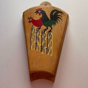 Vintage Midcentury Nevco Rooster painted wooden 5 knife holder.